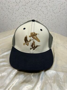 Billy Reid Baseball Cap White, Black and Olive with Embroidered Birds /Ducks NWT